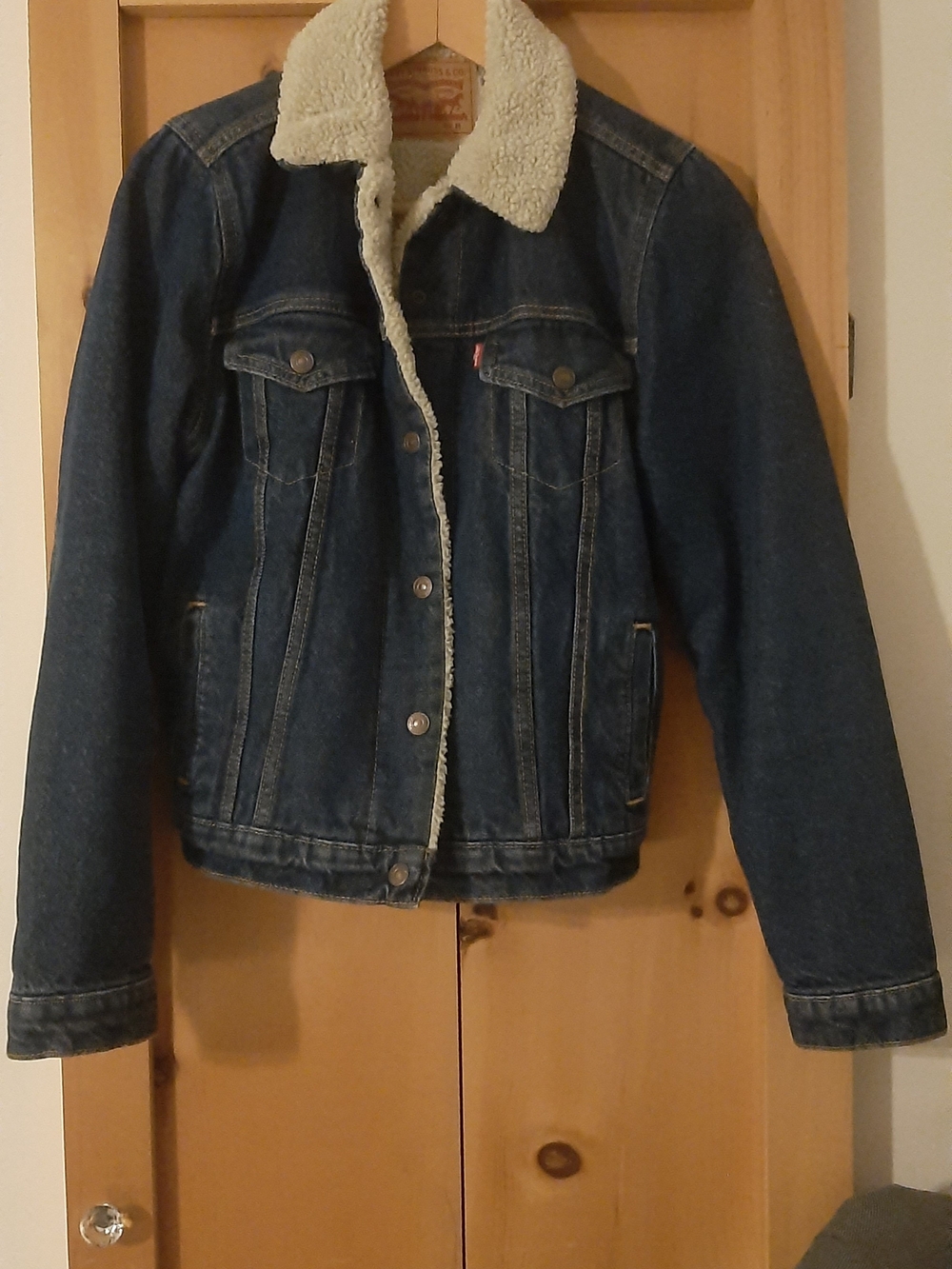 Levi's Dark Blue Denim Jacket with Cream Sherpa Collar